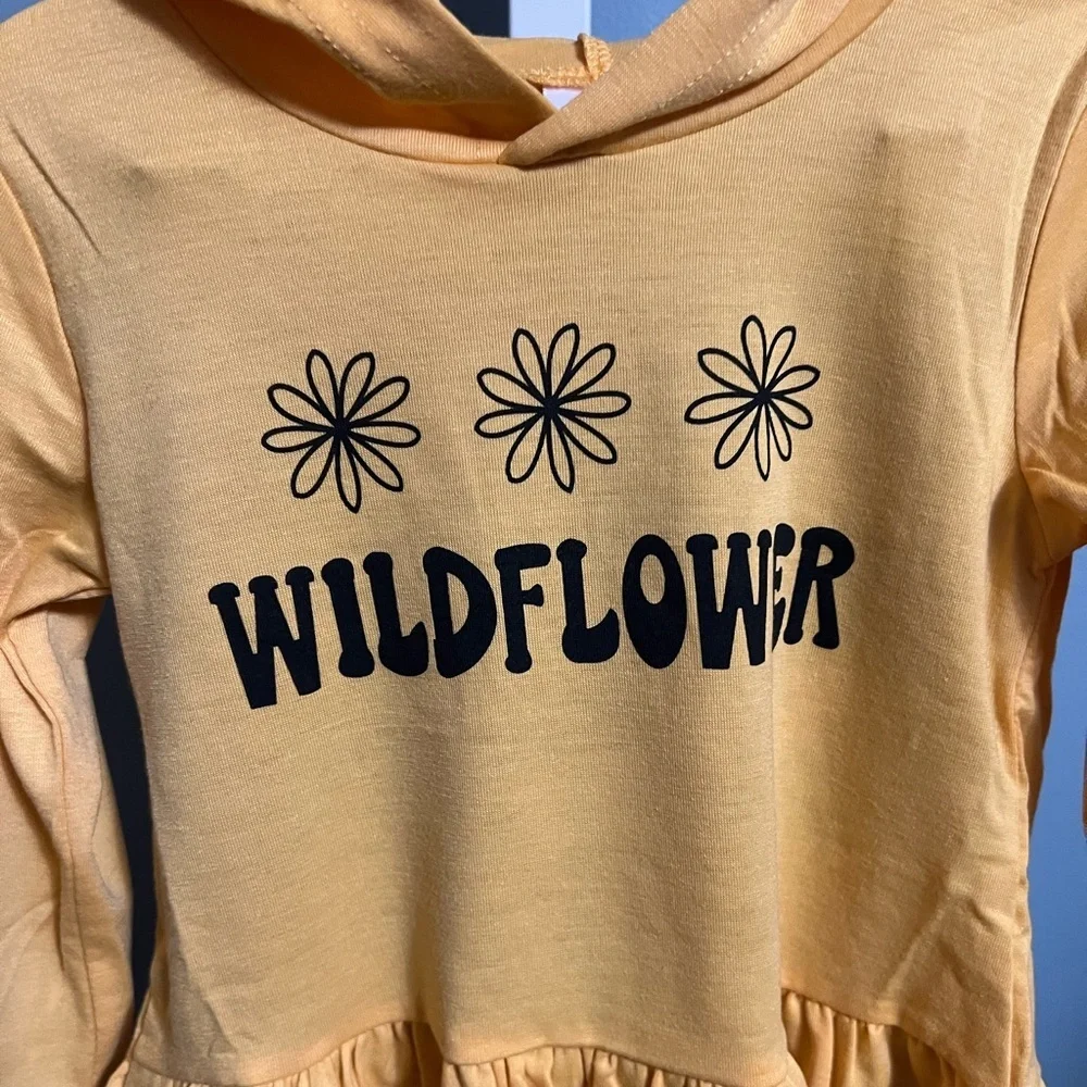 Yellow Wildflower Hoodie and Sunflower Leggings Set Boutique NWOT